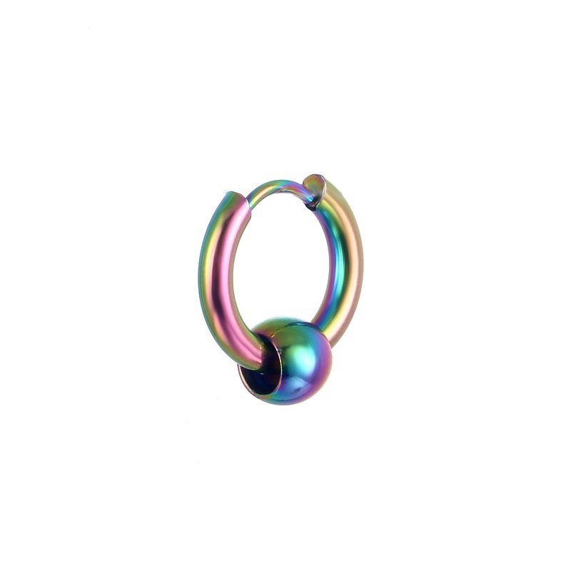 Titanium steel earrings with personalized round thread and ball for men, stainless steel ear bone buckle, trendy accessories, versatile Korean version earrings