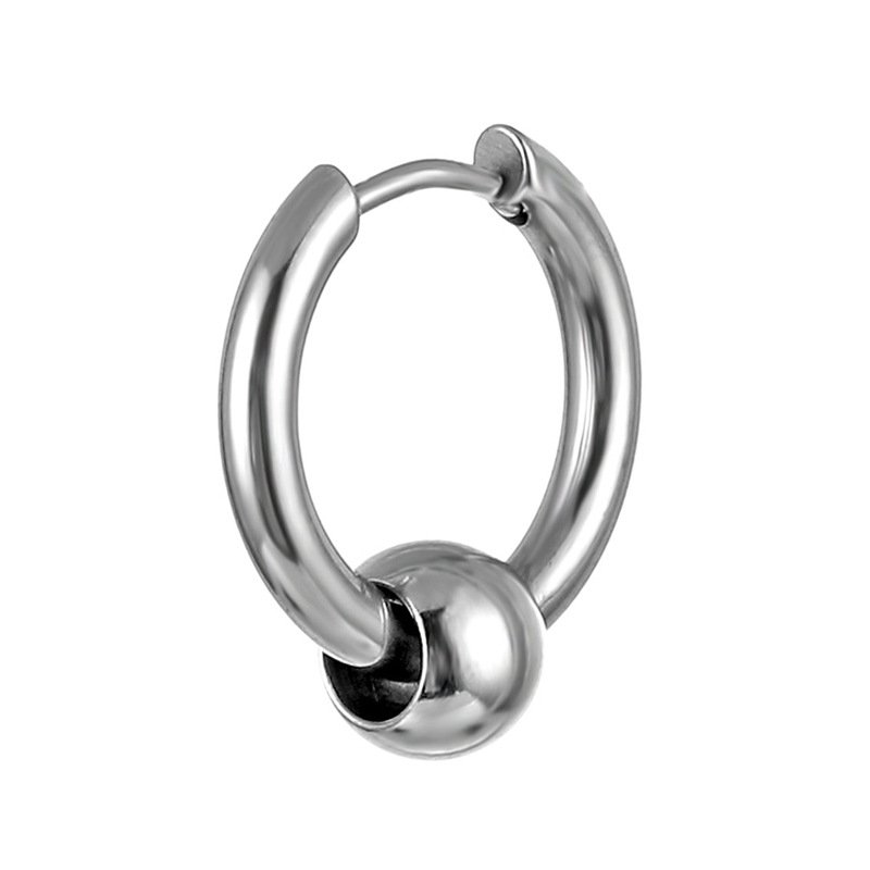 Titanium steel earrings with personalized round thread and ball for men, stainless steel ear bone buckle, trendy accessories, versatile Korean version earrings