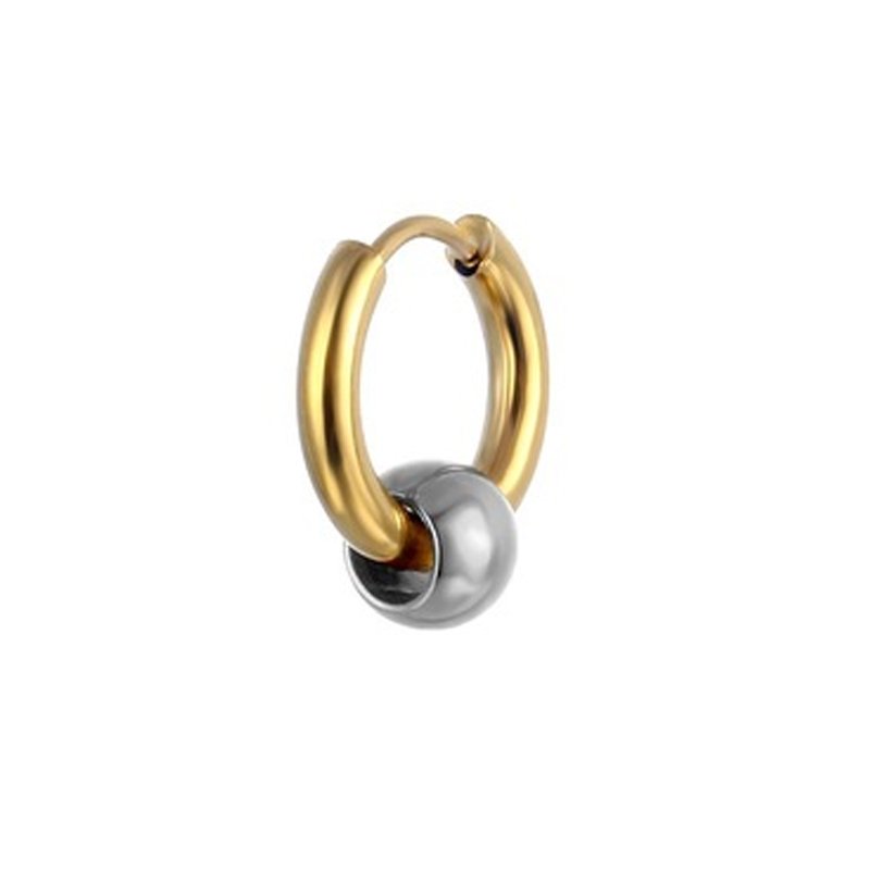 Titanium steel earrings with personalized round thread and ball for men, stainless steel ear bone buckle, trendy accessories, versatile Korean version earrings
