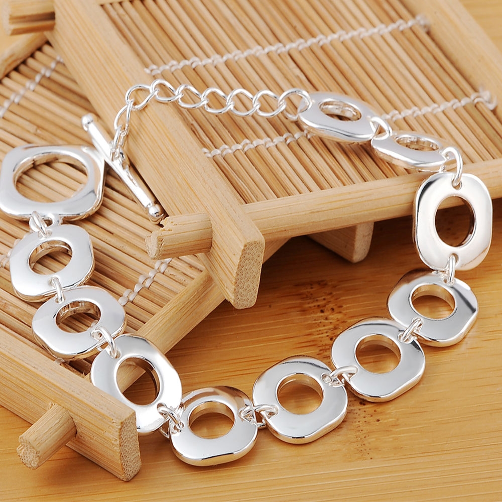 925 Silver Plated Square Grid Geometric Bracelet for Women - Elegant Gift Idea from European and American Jewelry Manufacturer