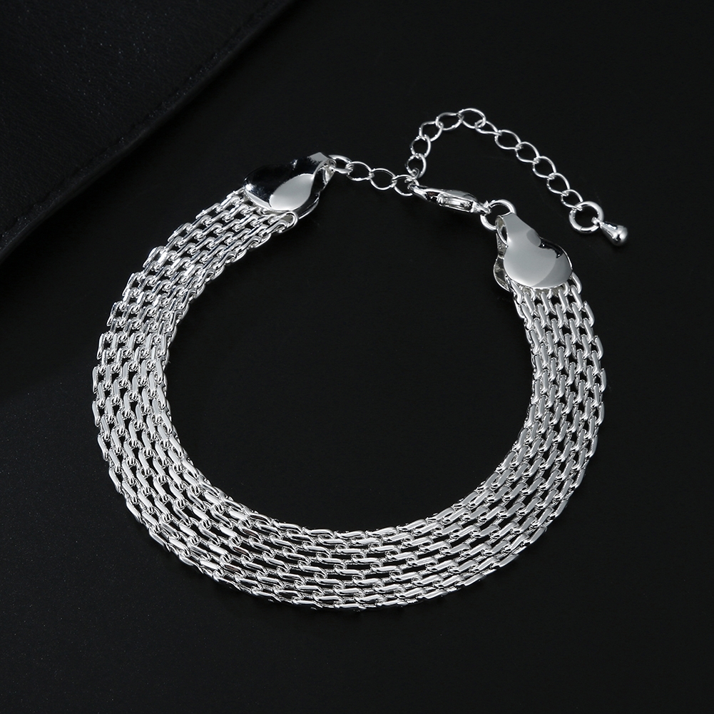 Jewelry set for women S925 silver strap chain bracelet necklace two-piece set, fashionable and simple Korean style accessory