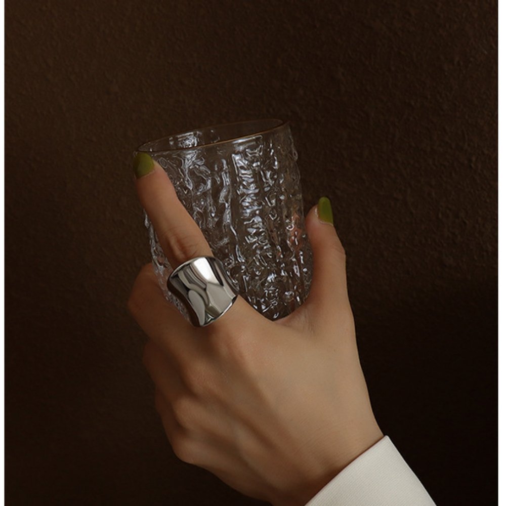 Men's ring smooth concave geometric thumb ring trendy men's niche design fashionable silver jewelry cross-border jewelry gift