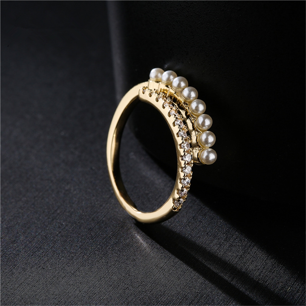18K Gold Mini Pearl Open Ring for Women - Stylish and Simple Finger Jewelry Gift
