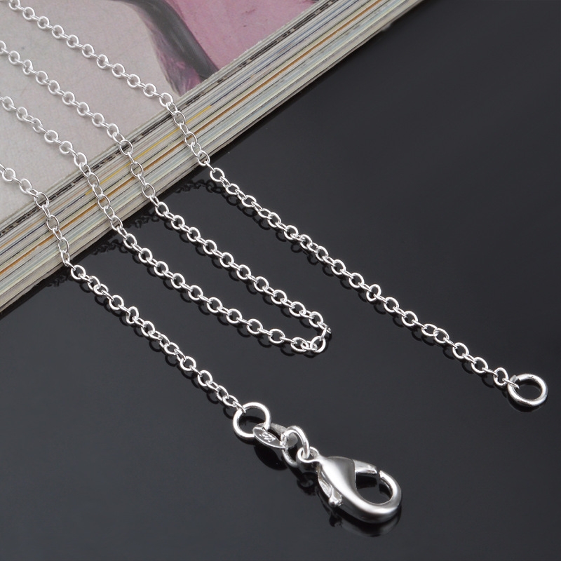 S925 Silver Women's 1mm Cross Chain Necklace - Ultra-Fine Plain Collarbone Chain with Pendant