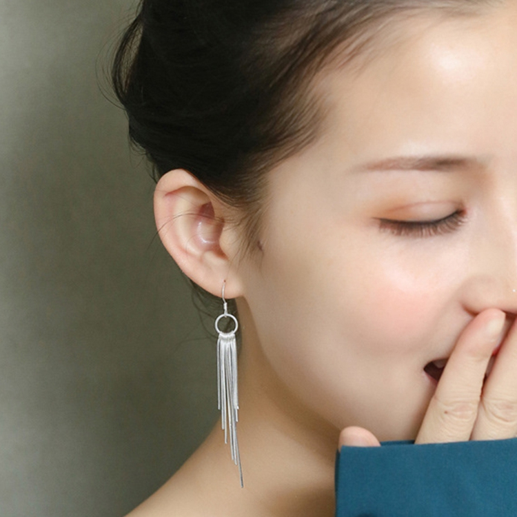 Silver Long Tassel Willow Earrings for Women | Fashionable, Simple, Elegant, High-End Accessories | Perfect Gifts