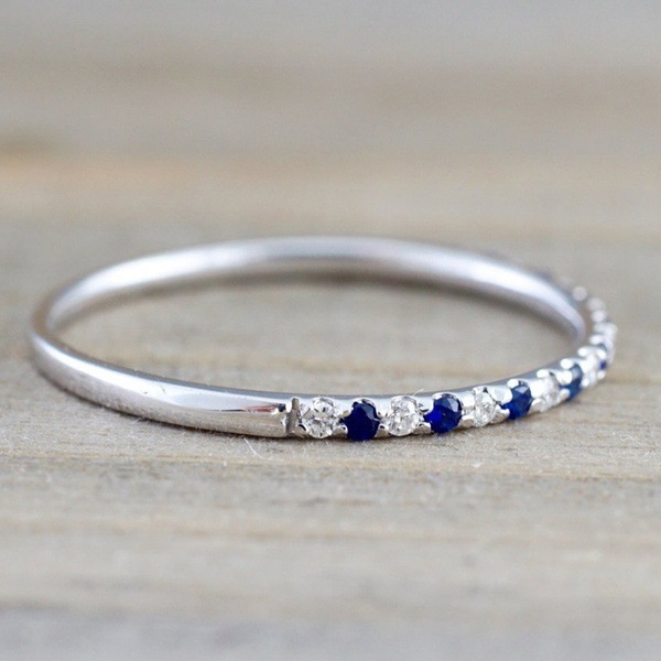 Wish hot selling new inlaid sapphire ring, European and American ruby red corundum tail ring