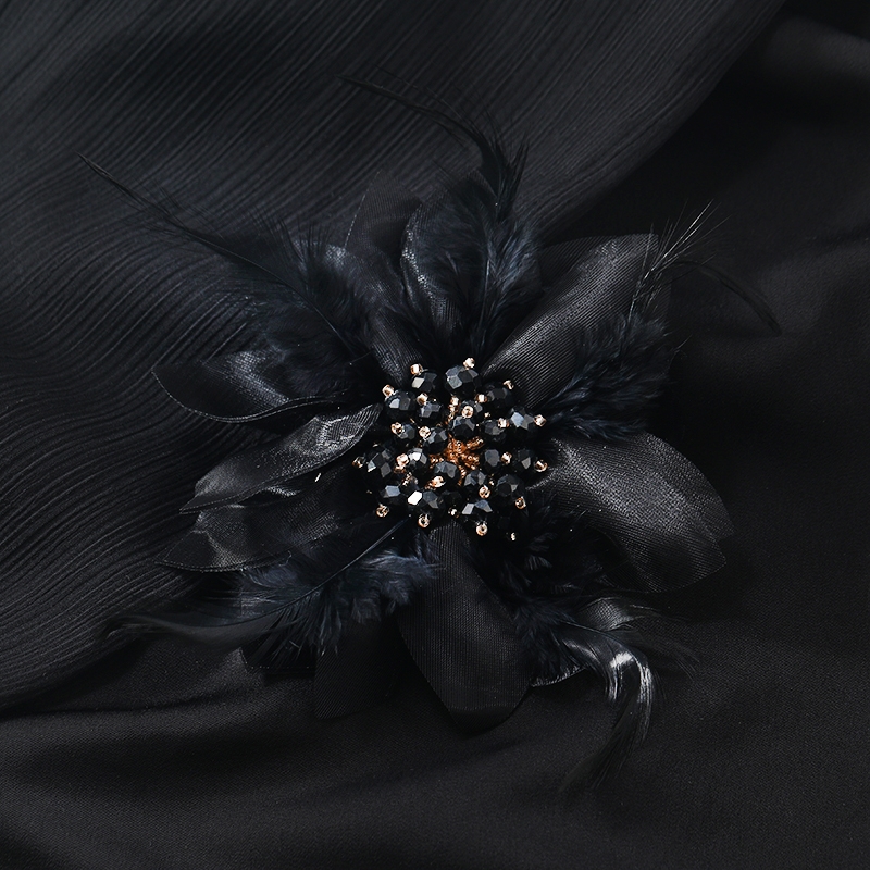 Atmosphere Feather Mesh Flower Crystal Brooch Chest Flower